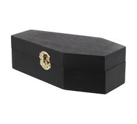 GALPADA Wooden Pet Cremation Urn Small Coffin Box with Fliptop Lid Gothic Coffin-shaped Pet Ashes Keepsake for Dog Ashes and Candies Halloween-themed Home Decor