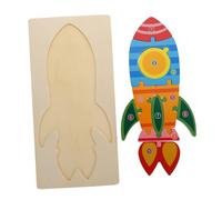 GALPADA Wooden Rocket Puzzle for Cognitive Development Preschool Educational Jigsaw with Smooth Safe for Home and School Learning Activities