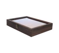 GALPADA Wooden Specimen Display Case with Vintage Flip Lid, 36.5x26.5x6cm Carbon Color Insect Collection Box for Butterfly and Dried Flower Storage, Wall-mountable Curved Hook Holder