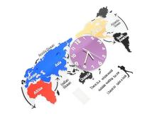 GALPADA World Map Wall Clock Decorative Acrylic Hanging Clock with Luminous Function for Living Room and Restaurant Silent Operation Battery Powered