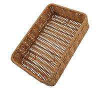 GALPADA Woven Plastic Kitchen Spice Organizer Basket for Desktop Storage, Rectangular Cutlery Holder Tray 26x17x6.5cm, Multi-purpose Household Seasoning Jar Storage Box for Home and Dorm
