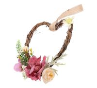 GALPADA Wreath Elegant for Heart Wall Decor, Decoration Wedding and Garland Door Silk Flower and Rattan Heart-shaped Hanging Accents Home Projects and Wedding Party