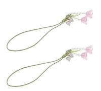 GALPADA Wrist Strap Lanyard Flower 2pcs with Hand-strung Beads and High Durability Alloy Acrylic Material Phone Stylish and Elegant Design for Mobile Phones, Tablets, Handbags