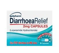 Galpharm 2 mg Loperamide diarrhea relief 6 Capsules