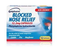Galpharm Blocked Nose Relief | 12 Capsules | Un-block Your Nose | Non Drowsy | Relieves Nasal Congestion Associated with Colds, Flu, Hayfever & Allergies
