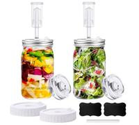 Galssmagic 32 oz Fermentation Jar,2 Pack Fermentation kit with Fermenting Weights and Airlocks,Pickle Jar for Fermenting,Pickling,Canning,Mead Making, B-FJ-01