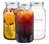 Galssmagic 64 oz Mason Jar Wide Mouth,3 Pack Large Half Gallon Mason Jars with Airtight Lid,Big Glass Jars for Canning,Pickling,Fermenting,Storing