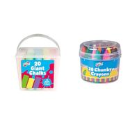 Galt 20 Giant Chalks & 20 Chunky Crayons Bundle - Easy-to-Hold Washable Outdoor Pavement Chalks and Bright Crayons for Kids’ Arts & Crafts, Ages 3+