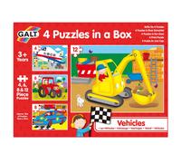 Galt 4 Puzzles in a Box - Fun Colourful Vehicle Jigsaw Puzzles for 3 Year Olds - 4 in 1 Childrens Puzzle Collection - Matching and Sorting Skills - 4,
