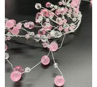 Galt International 192" Acrylic Crystal Diamond Garland Wire String Frosted & Diamond Cut Beaded Glitter Gem String Decorative Garland (Pink/Clear) (Set of 4x48-in)