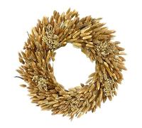 Galt International 21" Preserved Golden Natural Dried Lush Wheat Autumn Fall Wreath - Straw Wreath for Front Door Farmhouse Harvest Thanksgiving Decorations Home Decor Pampas
