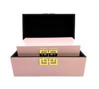 Galt International Storage Box Set Decorative Storage Box w/Hinged Lid Classic Design Wood Decor Boxes with Geometric Clasp Storage for Bedroom & Home - Set of 2 (Pink & Gold)