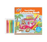 Galt Kids Colouring Book & Pencil Crayons - Tear & Share Kit, Ages 4 Years+ | 24 Fun Pictures to Colour with Easy Tear Pages, Pencil Case & 6 Colourful Twist Crayons - Stationery Set for Girls & Boys