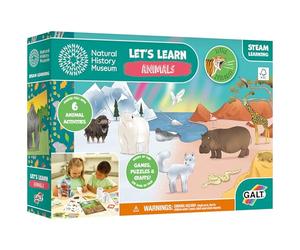 GALT Let’s Learn Animals - Animal Arts & Crafts Kit for Kids Age 4 Plus | Educational Crafting Set with 6 Activities - Natural History Museum Activity Pack - Children’s STEM Learning Games & Puzzles