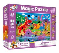 Galt Magic Puzzle Dinosaurs - Fun Colourful 50 Piece Jigsaw Puzzle for Kids, 15 Magical Rub & Reveal Patches - Dino Puzzle with Cute Prehistoric Characters - For Children Ages 4 to 8 Years - 40 x 55cm