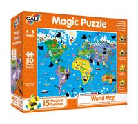 Galt, Magic Puzzle - World Map, Magic Puzzle, 50 piece Puzzle, Ages 4 to 8 Years Plus