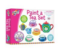 Galt Paint a Tea Set - 11 Pc Mini Tea Party Set, Kids Craft Kit and Childrens Tea Set - 12 Rainbow Ceramic Paints - Encourage Creativity and Motor Sk