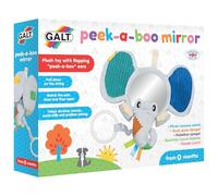 Galt Peekaboo Baby Mirror - Cause & Effect Elephant Sensory Toy for Newborns - Tummy Time Floor Activity - Explore Textures and Motor Skills with Pull Handle & Cute Crackle Ears - For Age 0 Months +