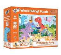 Galt Prehistoric Party - Who's Hiding Dinosaur Jigsaw Puzzle for Kids - 20 Pc Kids Puzzle with 10 Lift Up Flaps - Fun & Cute Dino Puzzles for Little Dinosaur Enthusiasts - 18 x 108 cm - Age 2 Years +