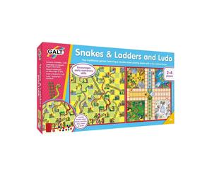 Galt Snakes and Ladders and Ludo - 2 in 1 Board Games for Kids Set -Double Sided Classic Childrens and Family Board Games - Two Sided with Fun and