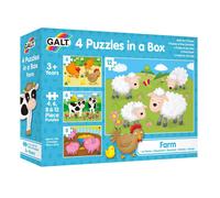 Galt Toys, 4 Puzzles in a Box - Farm, Ages 3 Plus Years, Multicolor