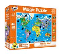 Galt, Magic Puzzle - World Map, Magic Puzzle, 50 piece Puzzle, Ages 4 to 8 Years Plus