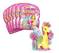 Galupy Unicorn Toys - 6 Pack Collectable Horse Figures with Glitter Wings & Swarovski Crystal - Magical Princess Toys and Magical Gifts for Girls Birthday or Children