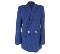 Galvan Preloved London Double-Breasted Blazer In Navy Blue Cotton Navy