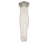 Galvan Women's Preloved Bridal Soho Flared Jumpsuit in White Triacetate | Size: 4