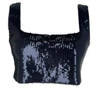 Galvan Women's Preloved London Beating Heart Crop Top in Navy Blue Polyamide | Size: 38