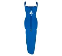 Galvan Women's Preloved London Kali Cutout Midi Dress in Blue Viscose | Size: Small