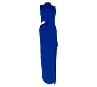 Galvan Women's Preloved London Nova Beaded Fringed Cutout Maxi Dress in Blue Viscose | Size: Medium