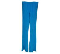 Galvan Women's Preloved London Rhea Ribbed-Knit Flared Trousers in Blue Viscose | Size: Small