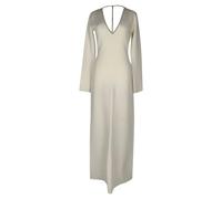 Galvan Women's Preloved London V-Neck Long Sleeve Maxi Dress in White Viscose | Size: Medium
