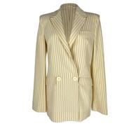 Galvan Women's Preloved Pinstripe Jacket in Cream Wool | Size: 36