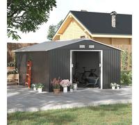 Galvanised 13 x 11' Sliding Double Door Apex Garden Shed With Ventilation Steel Grey by Steadfast
