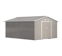Galvanised 13 x 11' Sliding Double Door Apex Garden Shed With Ventilation Steel Light Grey by Steadfast