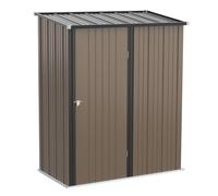 Galvanised 5.3 x 3.1' Single Door Pent Garden Store Steel Brown by Steadfast