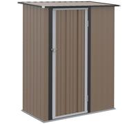 Galvanised 5 x 3' Single Door Pent Garden Store Lockable Steel Brown by Steadfast