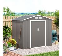 Galvanised 7 x 4' Double Door Reverse Apex Garden Shed Lockable With Ventilation Steel Grey by Steadfast