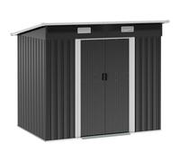 Galvanised 7 x4' Double Door Pent Garden Store Steel Black by Steadfast
