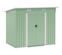Galvanised 7 x4' Double Door Pent Garden Store Steel Light Green by Steadfast