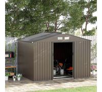 Galvanised 9 x 6' Double Door Reverse Apex Garden Shed With Ventilation Steel Brown by Steadfast