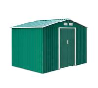 Galvanised 9 x 6' Double Door Reverse Apex Garden Shed With Ventilation Steel Green by Steadfast