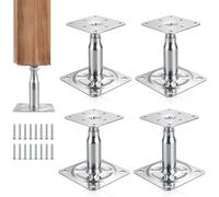 Galvanised Adjustable Elevated Post Base Support, 4PCS 100-150mm Adjustable Post Support Galvanized Heavy Duty Roof Support with 16 Screws for Fences Shelters Building