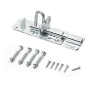 Galvanised Brenton Bolt Sliding Door Lockable Padbolt - 4" (100mm) Heavy Duty Zinc Plate Lock Pad Garden Shed Gate Latch Patio Door Security Gate Bolt Bedroom | Silver