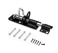 Galvanised Brenton Bolt Sliding Door Lockable Padbolt - 4" (100mm) Heavy Duty Zinc Plate Lock Pad Garden Shed Gate Latch Patio Door Security Gate Bolt Bedroom | Black