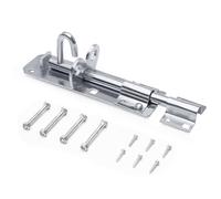 Galvanised Brenton Bolt Sliding Door Lockable Padbolt - 6" (152mm) Heavy Duty Zinc Plate Lock Pad Garden Shed Gate Latch Patio Door Security Gate Bolt Bedroom | Silver