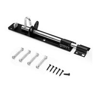 Galvanised Brenton Bolt Sliding Door Lockable Padbolt - 8" (202mm) Heavy Duty Zinc Plate Lock Pad Garden Shed Gate Latch Patio Door Security Gate Bolt Bedroom | Black