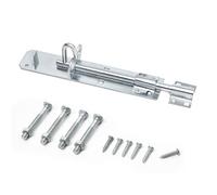 Galvanised Brenton Bolt Sliding Door Lockable Padbolt - 8" (202mm) Heavy Duty Zinc Plate Lock Pad Garden Shed Gate Latch Patio Door Security Gate Bolt Bedroom | Silver